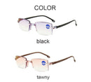 Frameless Diamond Cut Edge Reading Glasses Flat Anti-blue Light
