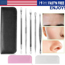 5 Pcs Blackhead Remover Kit Pimple Comedone Extractor Tool Set Stainless Steel Facial Acne Blemish Whitehead Popping Zit Removing for Nose Face Skin C