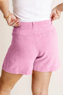 HYFVE High Waist Pleated Linen Shorts