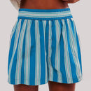 Stripe Print Elastic Beach Shorts