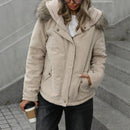 Thickened Coat With A Hood And Fur Collar Cotton-padded Jacket