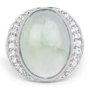 11.50 Carat Genuine Prehnite And White Topaz .925 Sterling Silver Ring