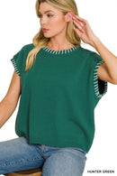 Zenana Stitch Detailed Oversize Sweater