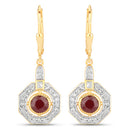 1.78 Carat Genuine Ruby and White Zircon .925 Sterling Silver Earrings