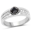 0.65 Carat Genuine Black Diamond and White Diamond .925 Sterling Silver Ring
