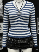 Plus-size Womens Sexy Ribbed V-neck Long-sleeve
