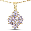 14K Yellow Gold Plated 2.58 Carat Genuine Tanzanite .925 Sterling Silver Pendant