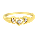 10KT Yellow Gold 1/20 cttw Diamond Triple Heart Diamond Ring (K-L, I1-I2) - Size 7