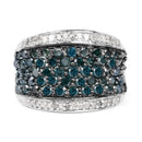 1.38 Carat Genuine Blue Diamond and White Diamond .925 Sterling Silver Ring