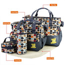 5PCS Baby Nappy Diaper Bags Set Mummy Diaper Shoulder Bags w/ Nappy Changing Pad Insulated Pockets Travel Tote Bags For Mom Dad
