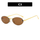 Oval Rimless Sunglasses With Rivets 2024 New Style