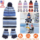Winter Kids Knitted Hat Scarf Gloves 3Pcs Boys Girls Winter Warm Beanie Hat and Glove Scarf Set Beanie Neck Warmer Mittens for 4-7-Year-Old Kids