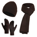 Winter Solid Color Knitted Scarf Hat Gloves Set