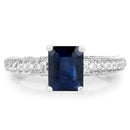 1.55 Carat Genuine Blue Sapphire and White Diamond 14K White Gold Ring (I Color, SI Clarity)