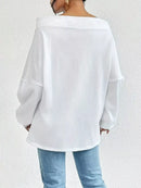 Off-Shoulder Drawstring Sweatshirt