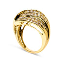 10K Yellow Gold 2.0 Cttw Channel Set Diamond Cocktail Swirl Band Ring (K-L Color, I1-I2 Clarity) - Ring Size 7