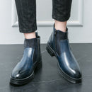 Short High-top Slip-on Leather Boots