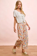 BiBi Washed Floral Printed Twill Barrel Pants