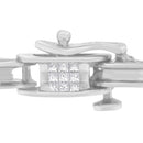 14K White Gold 1.0 Cttw Invisible Set Princess Diamond Alternating Link Tennis Bracelet (I-J Color, I1-I2 Clarity) - 7.25"