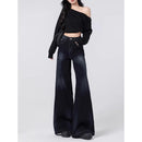 Retro High-end Wide-leg Denim Jeans For Women