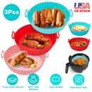 3Pcs Reusable Foldbale Air Fryer Silicone Pot 464¡F Heat Resistant Round Replacement of Parchment Liners 3 Food Grade Baking Basket Pans for 4+Quart A