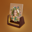 Custom Photo Night Light for Teen Girls | Tropical Floral Wreath with Teen Icons | Upload Her Photo | USB Powered | Wood Base