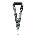 Lanyard - 1.0" - Joker Laughing Poses Black White Green