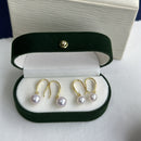 925 Yin Su Pearl Stud Earrings Ear Hooks