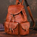 Retro Full-grain Leather Mens Backpack