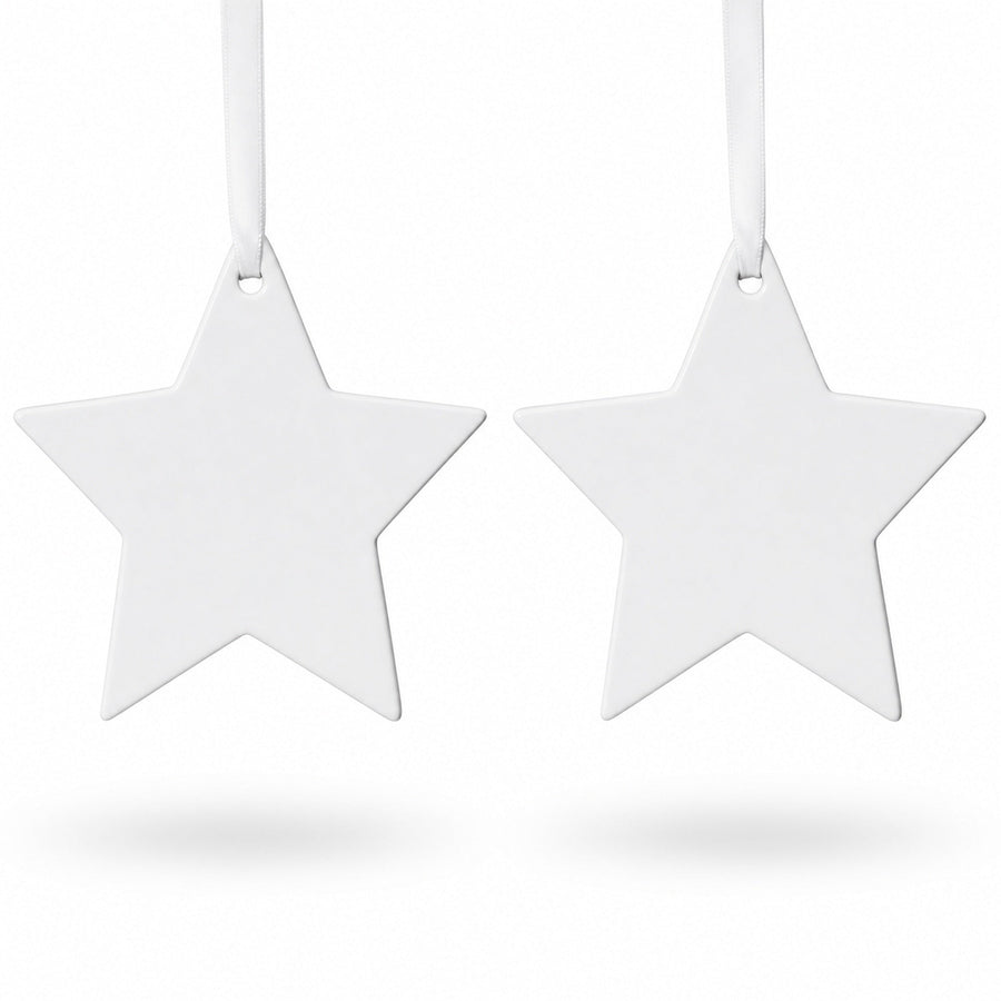 Set of 2 Blank Unfinished White Plaster Star Christmas Ornaments DIY Craft 3.9 Inches