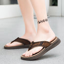 Mens Casual Breathable Full-grain Leather Slippers