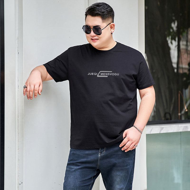 Plus Size Cotton Round Neck Men's T-shirt