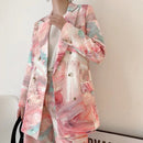 Graffiti Printing Double Breasted Blazer For Women