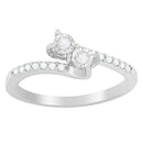 10K White Gold 1/4 Cttw Two-Stone Diamond Bypass Engagement Ring
