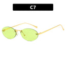 Oval Rimless Sunglasses With Rivets 2024 New Style