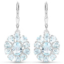 14.02 Carat Genuine Blue Topaz and White Topaz .925 Sterling Silver 3 Piece Jewelry Set (Ring, Earrings, and Pendant w/ Chain)