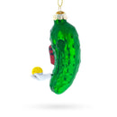 Pickle with Paddle Blown Glass Christmas Ornament