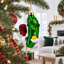 Whimsical Pickleball Pickle Glass Christmas Ornament