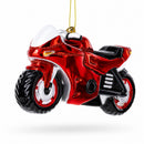 Red Racing Motorcycle Glass Christmas Ornament