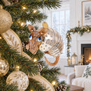 Armadillo With Curled Tail Glass Christmas Ornament