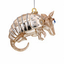Armadillo With Curled Tail Glass Christmas Ornament