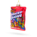 Fruity Chews Candy Bag Glass Christmas Ornament