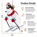 Skiing Polar Bear with Penguin Glass Christmas Ornament