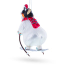 Skiing Polar Bear with Penguin Blown Glass Christmas Ornament