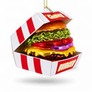 Juicy Cheeseburger with Lettuce and Tomato Glass Christmas Ornament