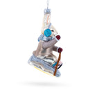 Sledding Bunny Blown Glass Christmas Ornament