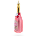 Rose Sparling Wine Bottle Blown Glass Christmas Ornament