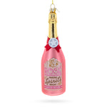 Rose Sparling Wine Bottle Blown Glass Christmas Ornament