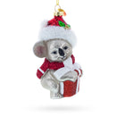 Festive Koala with Present Blown Glass Christmas Ornament
