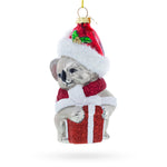 Festive Koala with Present Blown Glass Christmas Ornament